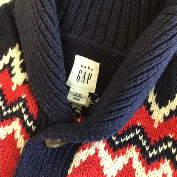 Baby Gap Red Navy White Cardigan Sweater 3/6 months - Picture 3 of 6